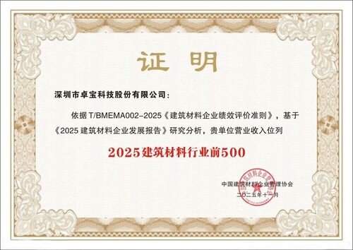 Latest company news aboutJoaboa Tech ottiene il doppio riconoscimento: 2025 'Top 500 Building Materials Enterprises' e 'Five-Star Growth Enterprise'!